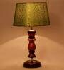 Verona Green & Gold Fabric Shade Night Lamp With Wood Base