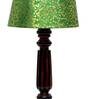 Hersey Green & Gold Fabric Shade Night Lamp With Wood Base