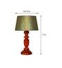 Potenza Green & Gold Fabric Shade Night Lamp With Wood Base