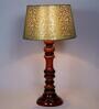 Fellida Green & Gold Fabric Shade Night Lamp With Wood Base