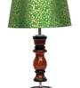 Verona Green & Gold Fabric Shade Night Lamp With Wood Base