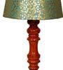 Ohagun Green & Gold Fabric Shade Night Lamp With Wood Base