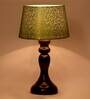 Louise Green & Gold Fabric Shade Night Lamp With Wood Base