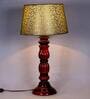 Sanna Green & Gold Fabric Shade Night Lamp With Wood Base
