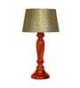 Margie Green & Gold Fabric Shade Night Lamp With Wood Base