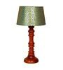 Ohagun Green & Gold Fabric Shade Night Lamp With Wood Base