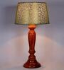 Margie Green & Gold Fabric Shade Night Lamp With Wood Base
