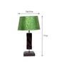Triune Green & Gold Fabric Shade Night Lamp With Wood Base