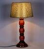 Bow Green & Gold Fabric Shade Night Lamp With Wood Base