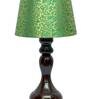 Louise Green & Gold Fabric Shade Night Lamp With Wood Base