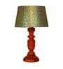 Potenza Green & Gold Fabric Shade Night Lamp With Wood Base