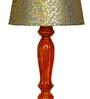 Margie Green & Gold Fabric Shade Night Lamp With Wood Base