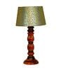 Sanna Green & Gold Fabric Shade Night Lamp With Wood Base