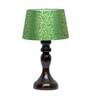 Louise Green & Gold Fabric Shade Night Lamp With Wood Base