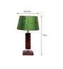 Confined Green & Gold Fabric Shade Night Lamp With Wood Base