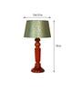 Inspired Green & Gold Fabric Shade Night Lamp With Wood Base