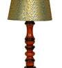 Colonial Green & Gold Fabric Shade Night Lamp With Wood Base