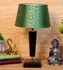 Mountwill Green & Gold Fabric Shade Night Lamp With Wood Base