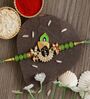 Green & Golden Lord Shrinathji Religious Rakhi with Roli Chawal Pack