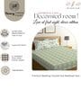 Green & Light Green Glace Cotton Floral Print Elastic Fitted King Bedsheet With 2 Pillow Covers