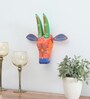 Green & Orange Handcrafted Cow Sclupture Mango Wood Wall Mask