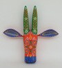 Green & Orange Handcrafted Cow Sclupture Mango Wood Wall Mask