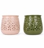 Green & Pink Etching Tealight Holder