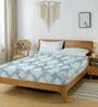 Green & White Glace Cotton Printed Elastic Fitted King Bedsheet With 2 Pillow Covers