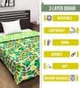 Green & Yellow Microfiber Tropical Leaf 120 Gsm Double Dohar