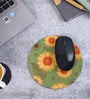 Green & Yellow Sunflower Printed Round Mousepad