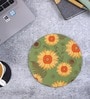 Green & Yellow Sunflower Printed Round Mousepad