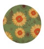 Green & Yellow Sunflower Printed Round Mousepad