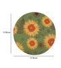 Green & Yellow Sunflower Printed Round Mousepad