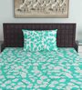 Green Floral 144 TC Cotton Single Bed Sized Bed Sheets With 1 Pillow Cover