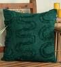 Green Woven Abstract Cotton 16 x 16 Inches Cushion Cover