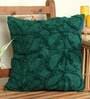 Green Woven Cotton 16 x 16 Inches Cushion Cover