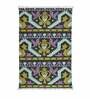 Green Abstract Cotton 5 ft x 7 ft Hand Woven Carpet