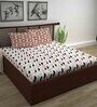 Brown Abstract 144 TC Cotton Queen Sized Bed Sheets with 2 Pillow Covers