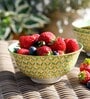 Geomectric 300ml Green & Yellow Stoneware Dinner Bowl