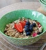 Geomectric 300ml Green & Yellow Stoneware Dinner Bowl