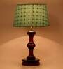 Demarius Green Fabric Shade Night Lamp With Wood Base