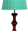 Demarius Green Fabric Shade Night Lamp With Wood Base