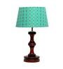 Demarius Green Fabric Shade Night Lamp With Wood Base