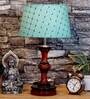 Demarius Green Fabric Shade Night Lamp With Wood Base