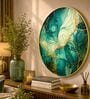 Green, Teal & Gold Abstract Round Wall Art 15 Inch
