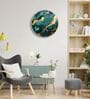 Green, Teal & Gold Abstract Round Wall Art 15 Inch