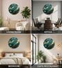 Green, Teal & Gold Abstract Round Wall Art 15 Inch