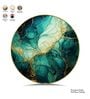 Green, Teal & Gold Abstract Round Wall Art 15 Inch