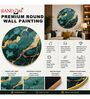 Green, Teal & Gold Abstract Round Wall Art 15 Inch