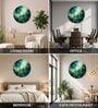 Green, Teal & Gold Abstract Round Wall Art 15 Inch